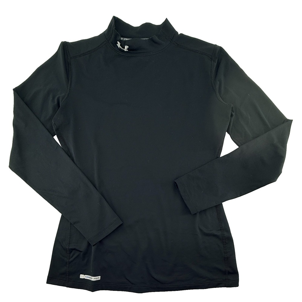 Under Armour ColdGear Fitted Mock Neck Womens Large‎ Black Long Sleeve Athletic